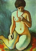 August Macke Nude with Coral Necklace oil painting on canvas